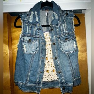 Boho Crochet Denim Vest